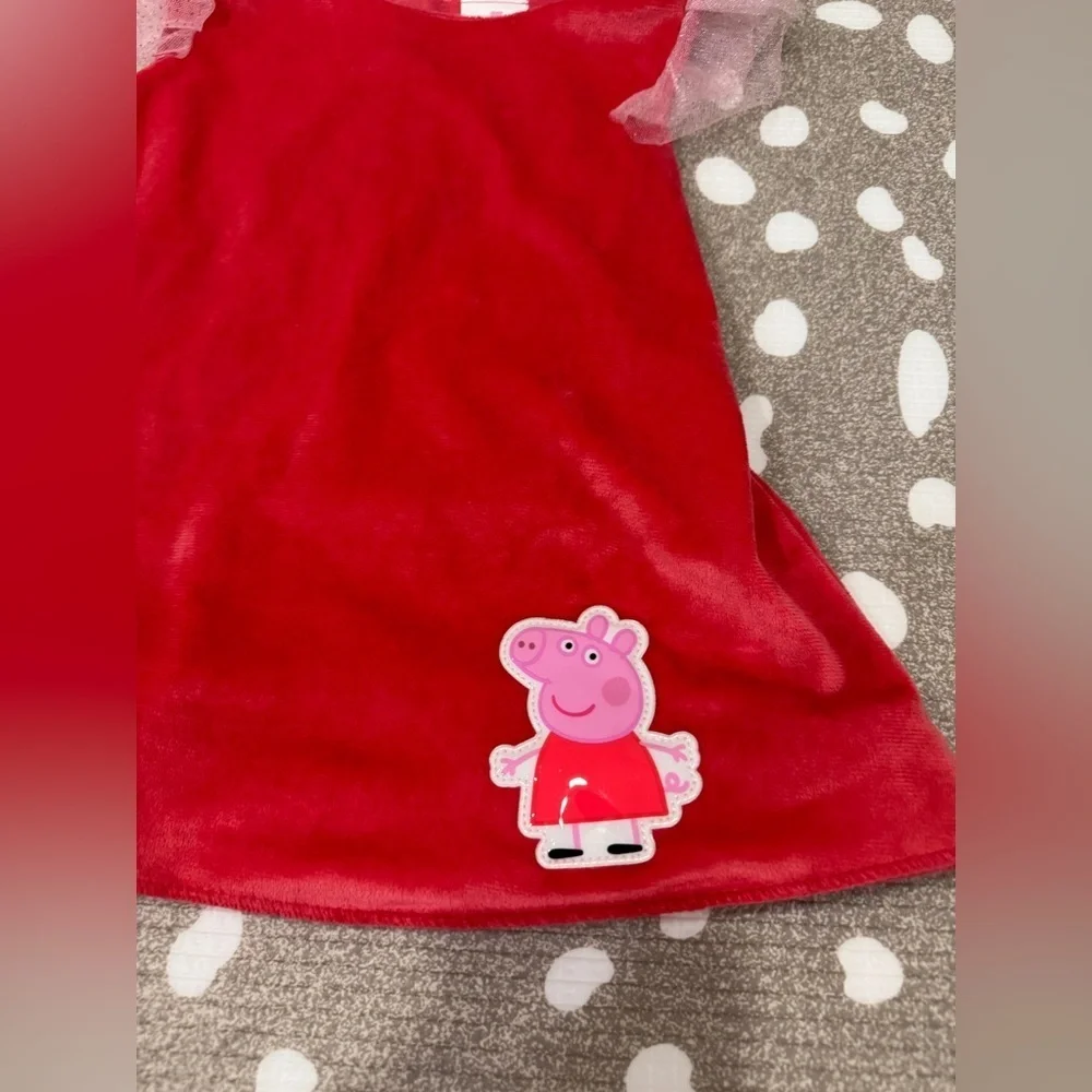 Peppa Pig costume set hat face mask dress top embroidered appliqué toddler girl